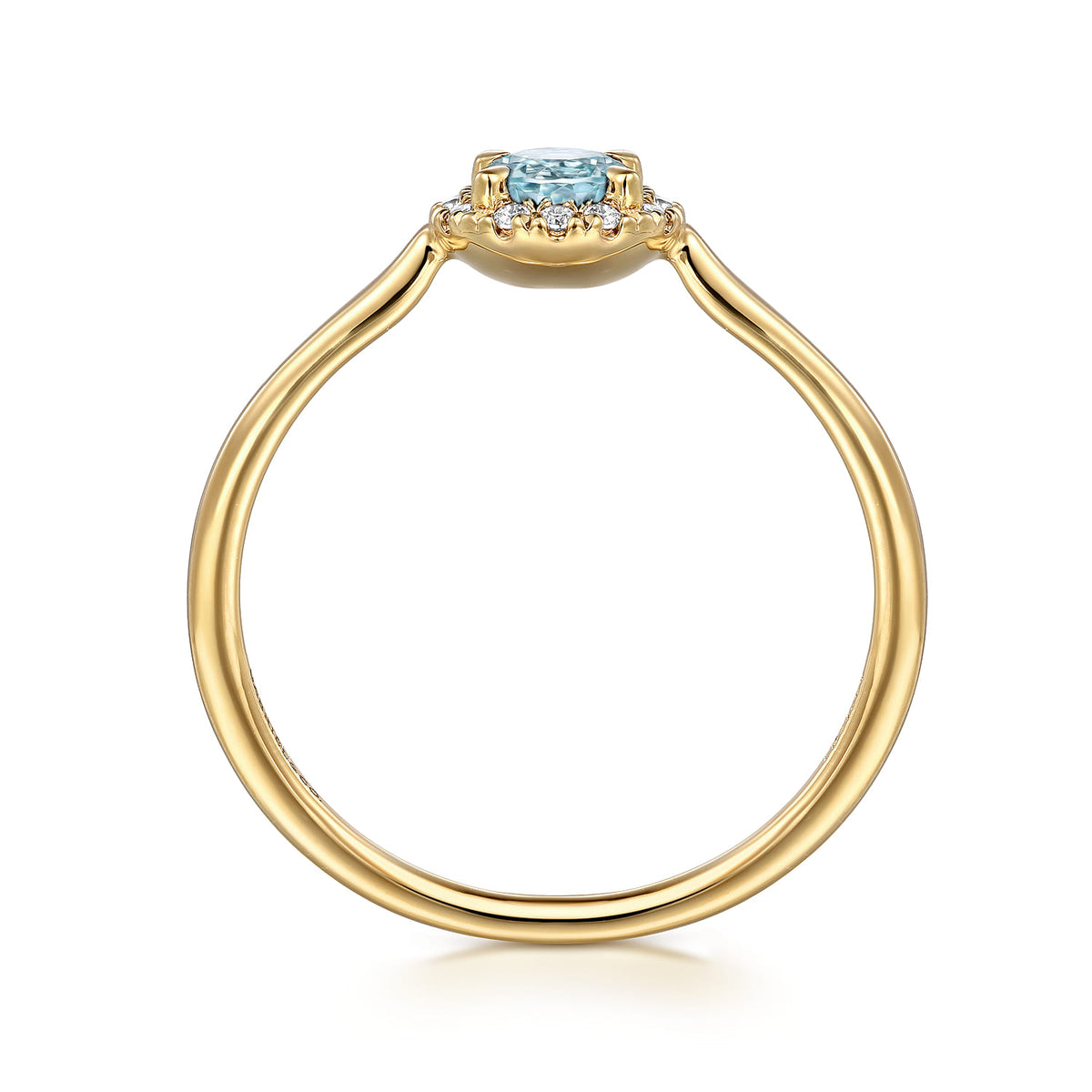 14K Yellow Gold Aquamarine and Diamond Halo Promise Ring — Gabriel & Co. LR51264Y45AQ