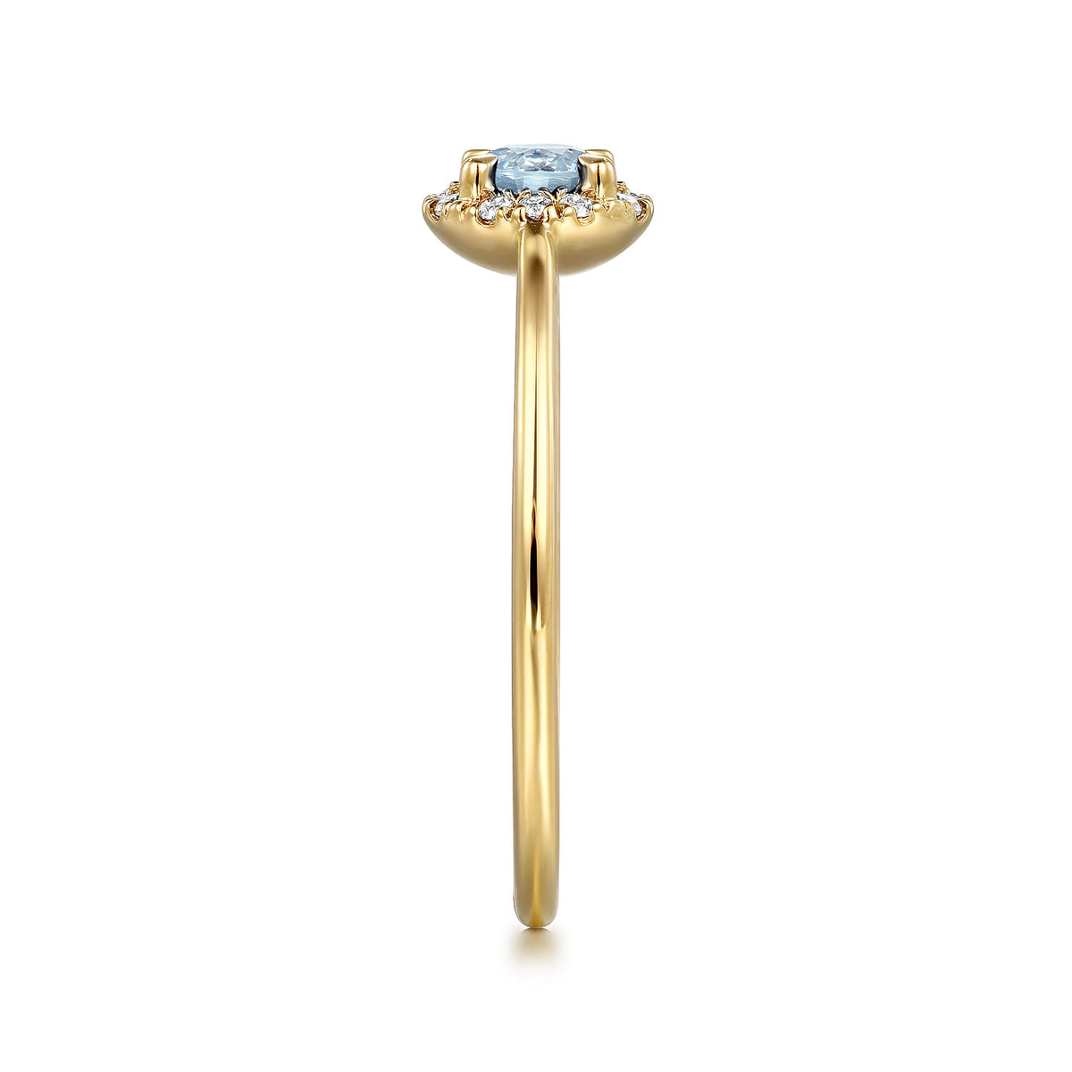 14K Yellow Gold Aquamarine and Diamond Halo Promise Ring — Gabriel & Co. LR51264Y45AQ