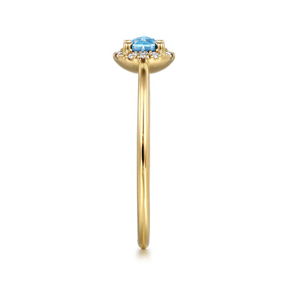 14K Yellow Gold Blue Topaz and Diamond Halo Promise Ring — Gabriel & Co. LR51264Y45BT