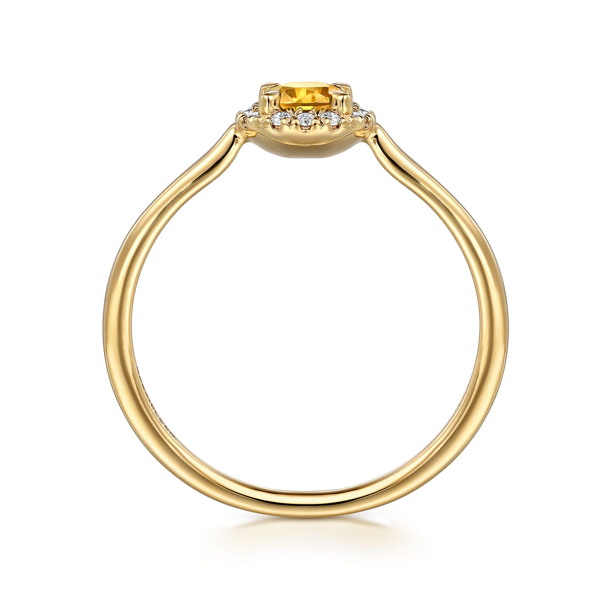 14K Yellow Gold Citrine and Diamond Halo Promise Ring — Gabriel & Co. LR51264Y45CT