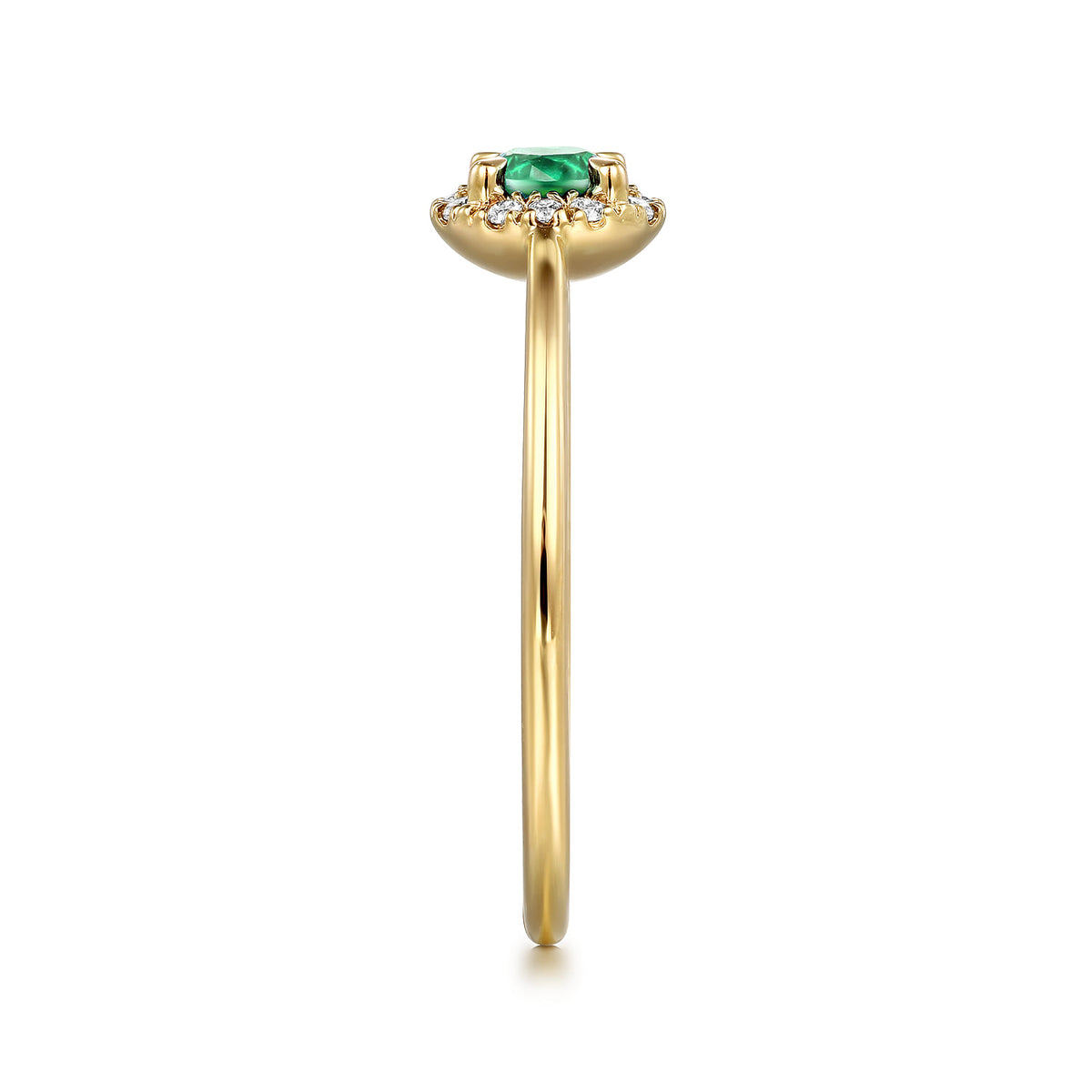 14K Yellow Gold Emerald and Diamond Halo Promise Ring — Gabriel & Co. LR51264Y45EA