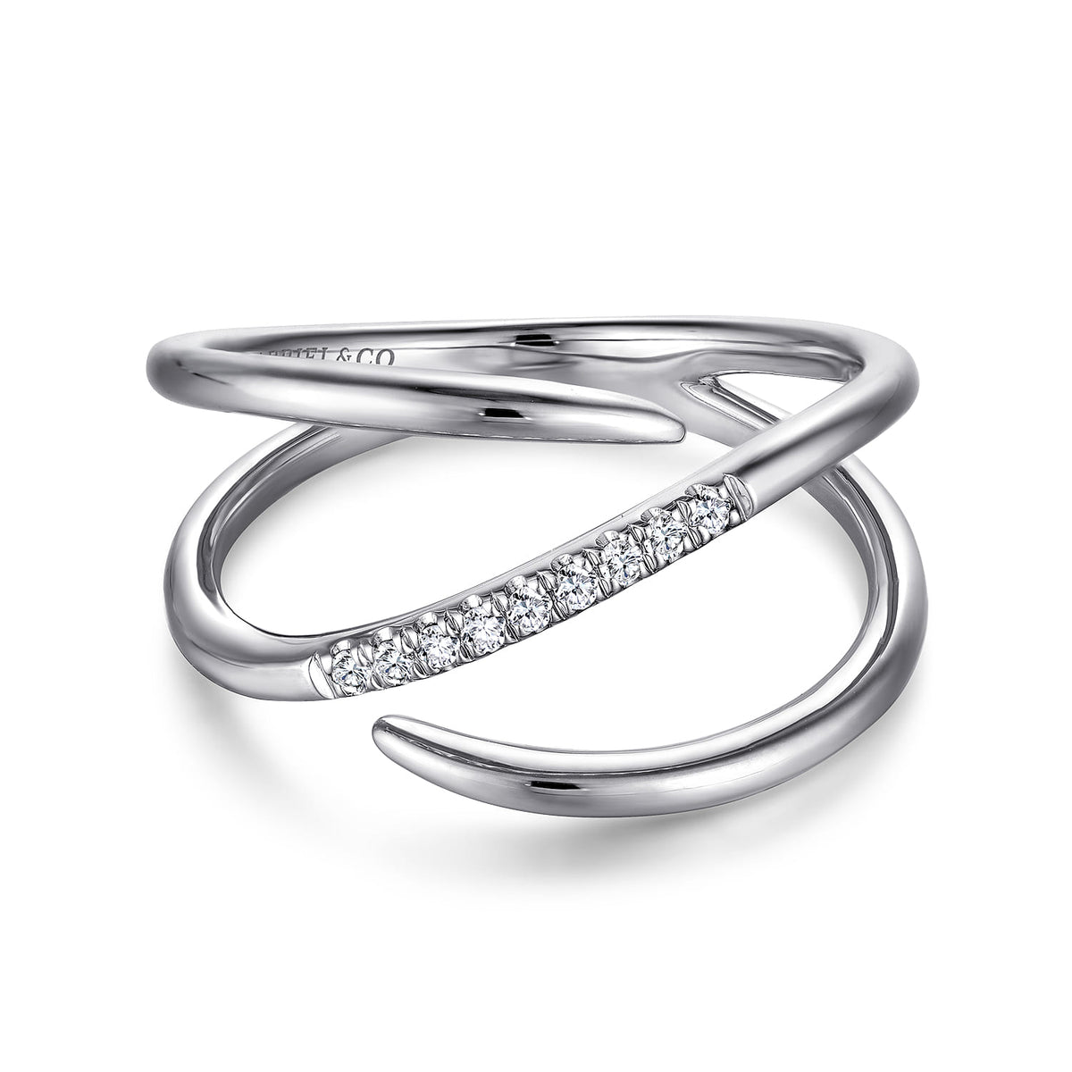 14K White Gold Split Shank Pave Diamond Wrap Ring — Gabriel & Co. LR51267W45JJ