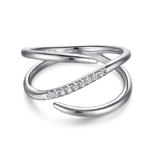 14K White Gold Split Shank Pave Diamond Wrap Ring — Gabriel & Co. LR51267W45JJ