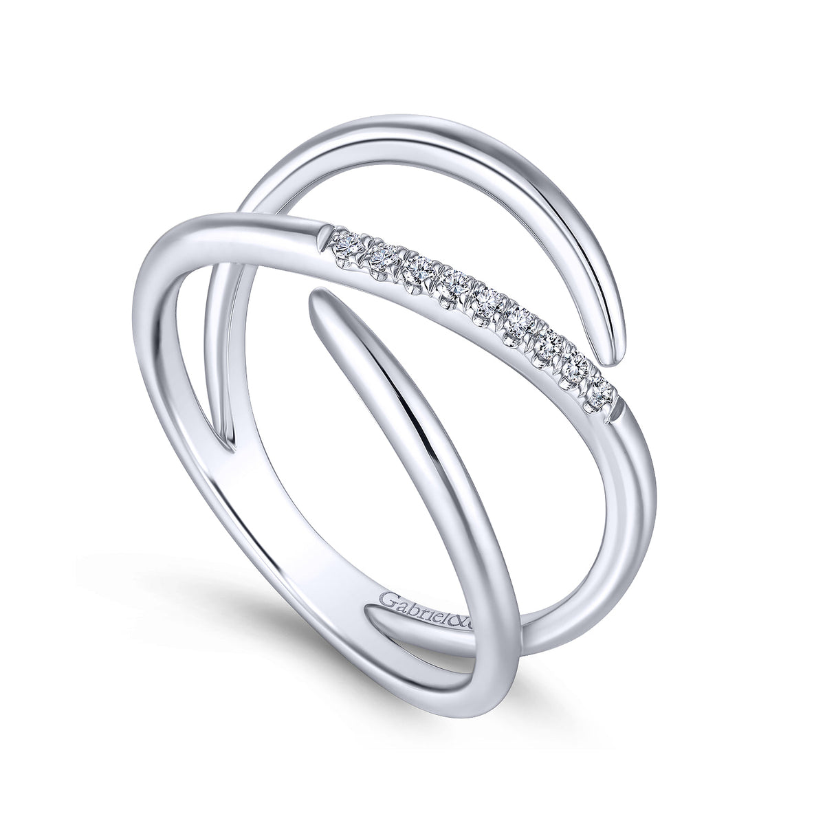 14K White Gold Split Shank Pave Diamond Wrap Ring — Gabriel & Co. LR51267W45JJ