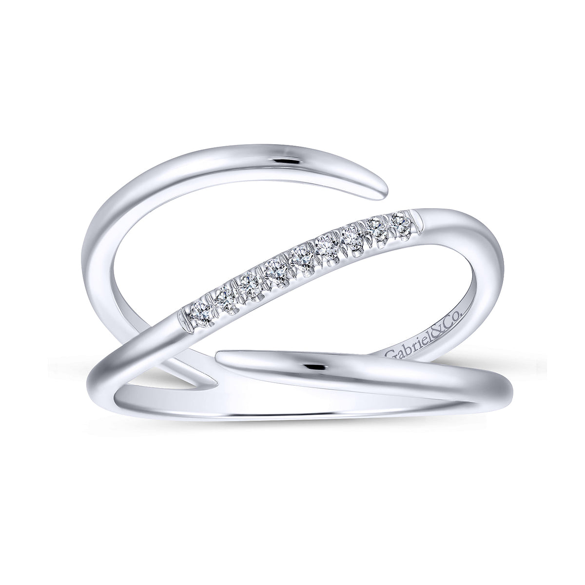 14K White Gold Split Shank Pave Diamond Wrap Ring — Gabriel & Co. LR51267W45JJ