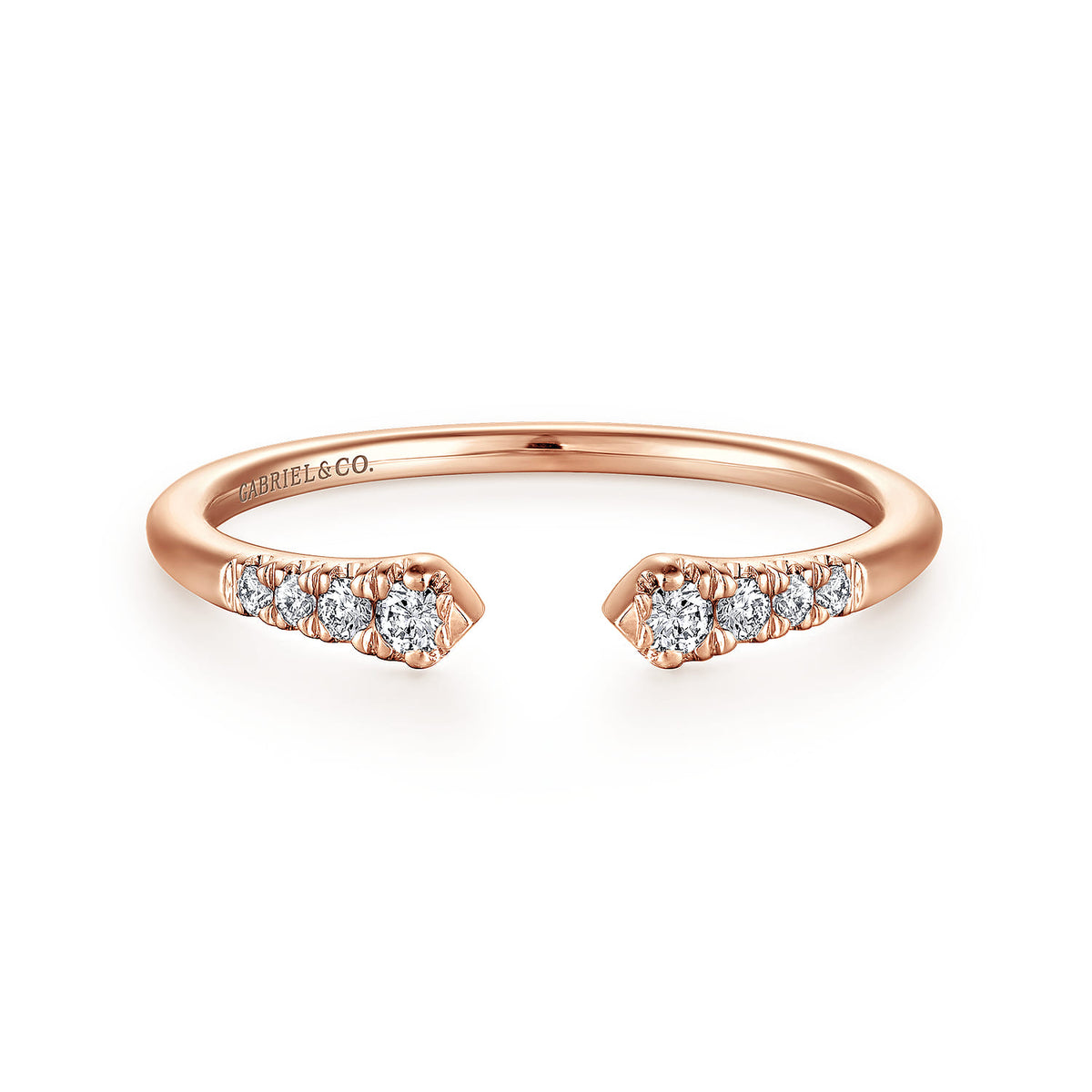 14K Rose Gold Split Diamond Stackable Ring — Gabriel & Co. LR51284K45JJ