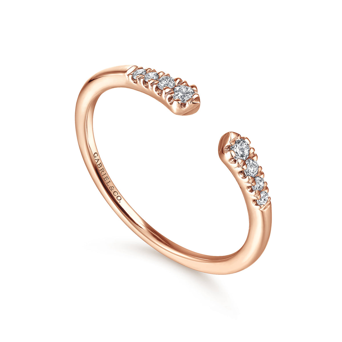14K Rose Gold Split Diamond Stackable Ring — Gabriel & Co. LR51284K45JJ