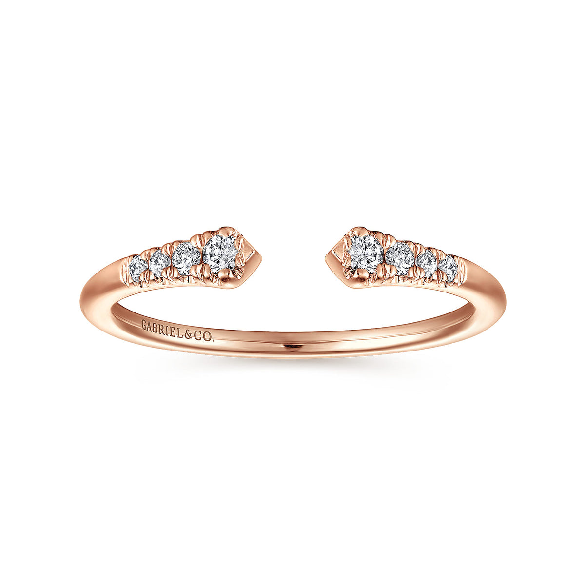 14K Rose Gold Split Diamond Stackable Ring — Gabriel & Co. LR51284K45JJ