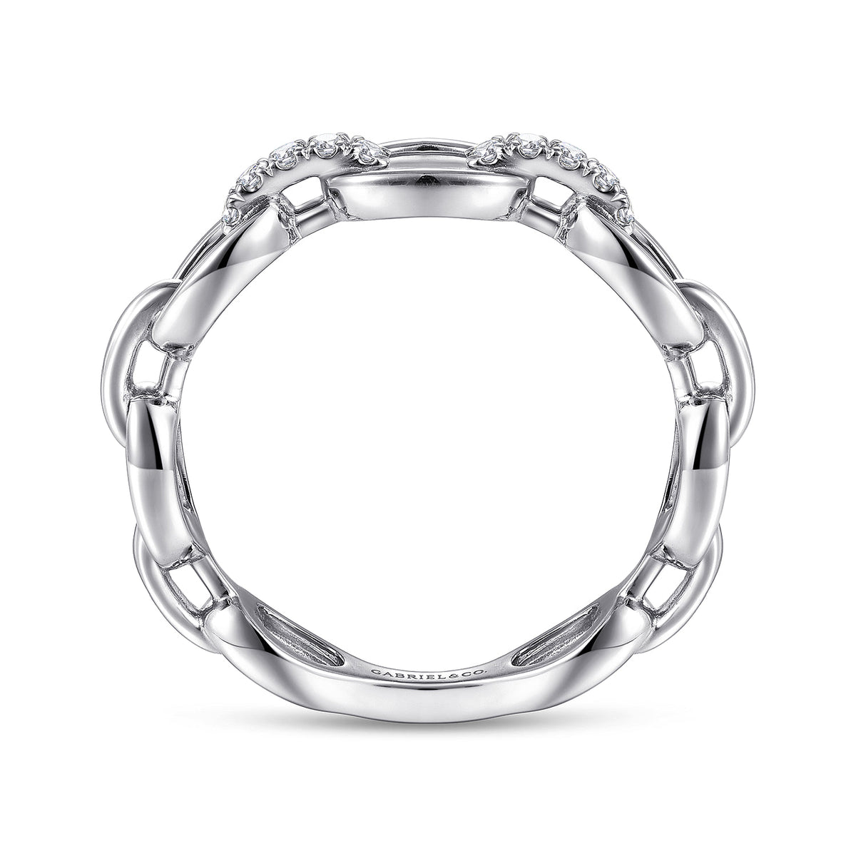 14K White Gold Diamond Oval Link Chain Ladies Ring — Gabriel & Co. LR51461W45JJ