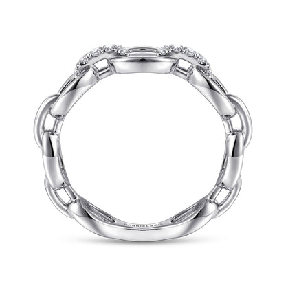 14K White Gold Diamond Oval Link Chain Ladies Ring — Gabriel & Co. LR51461W45JJ