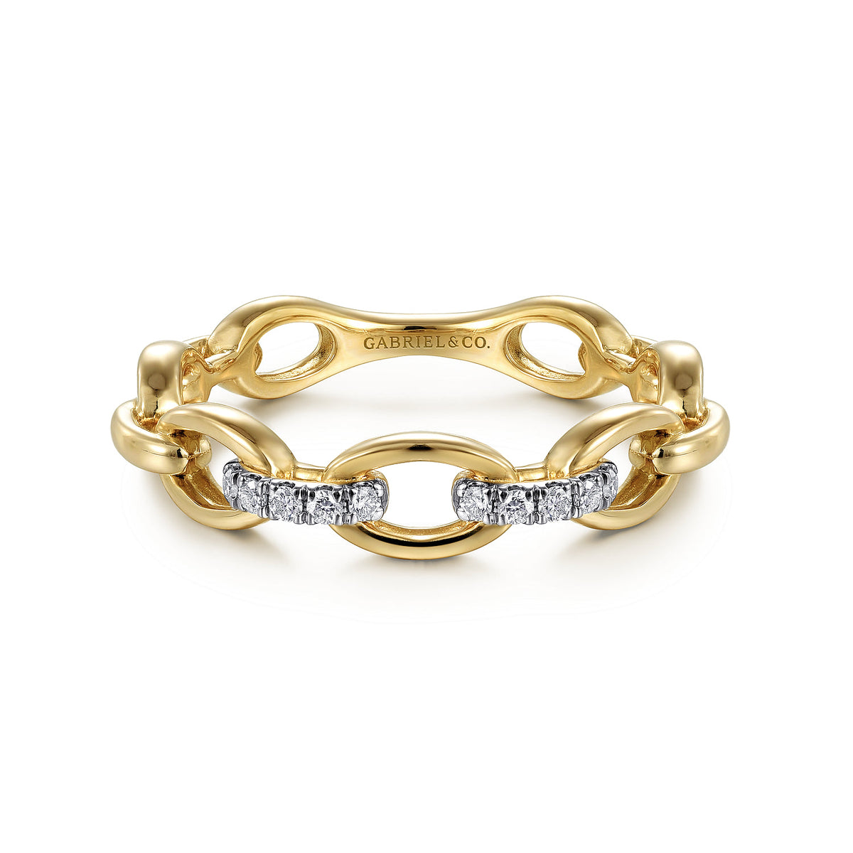 14K Yellow Gold Diamond Link Chain Ring — Gabriel & Co. LR51461Y45JJ