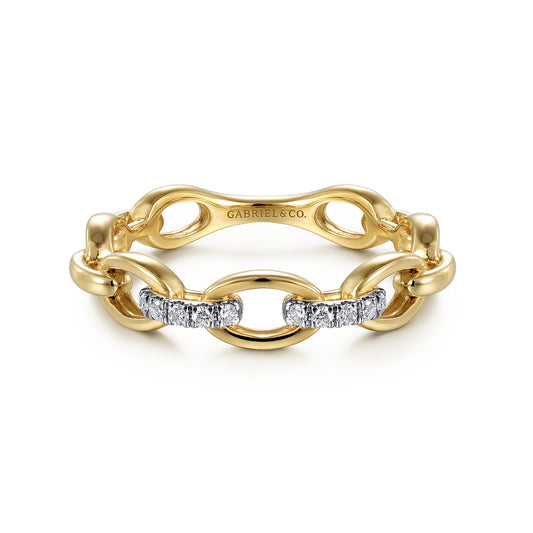 14K Yellow Gold Diamond Link Chain Ring — Gabriel & Co. LR51461Y45JJ