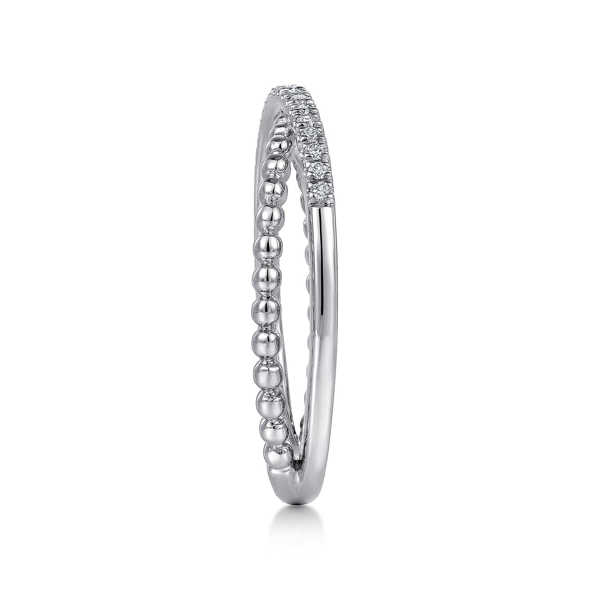 14K White Gold Beaded Pave Diamond Criss Cross Ring — Gabriel & Co. LR51463W45JJ