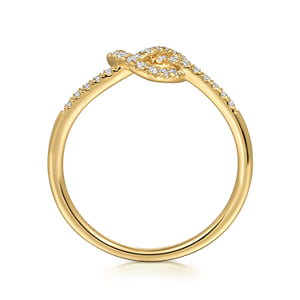 14K Yellow Gold Diamond Pretzel Love Knot Heart Promise Ring — Gabriel & Co. LR51470Y45JJ