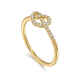 14K Yellow Gold Diamond Pretzel Love Knot Heart Promise Ring — Gabriel & Co. LR51470Y45JJ