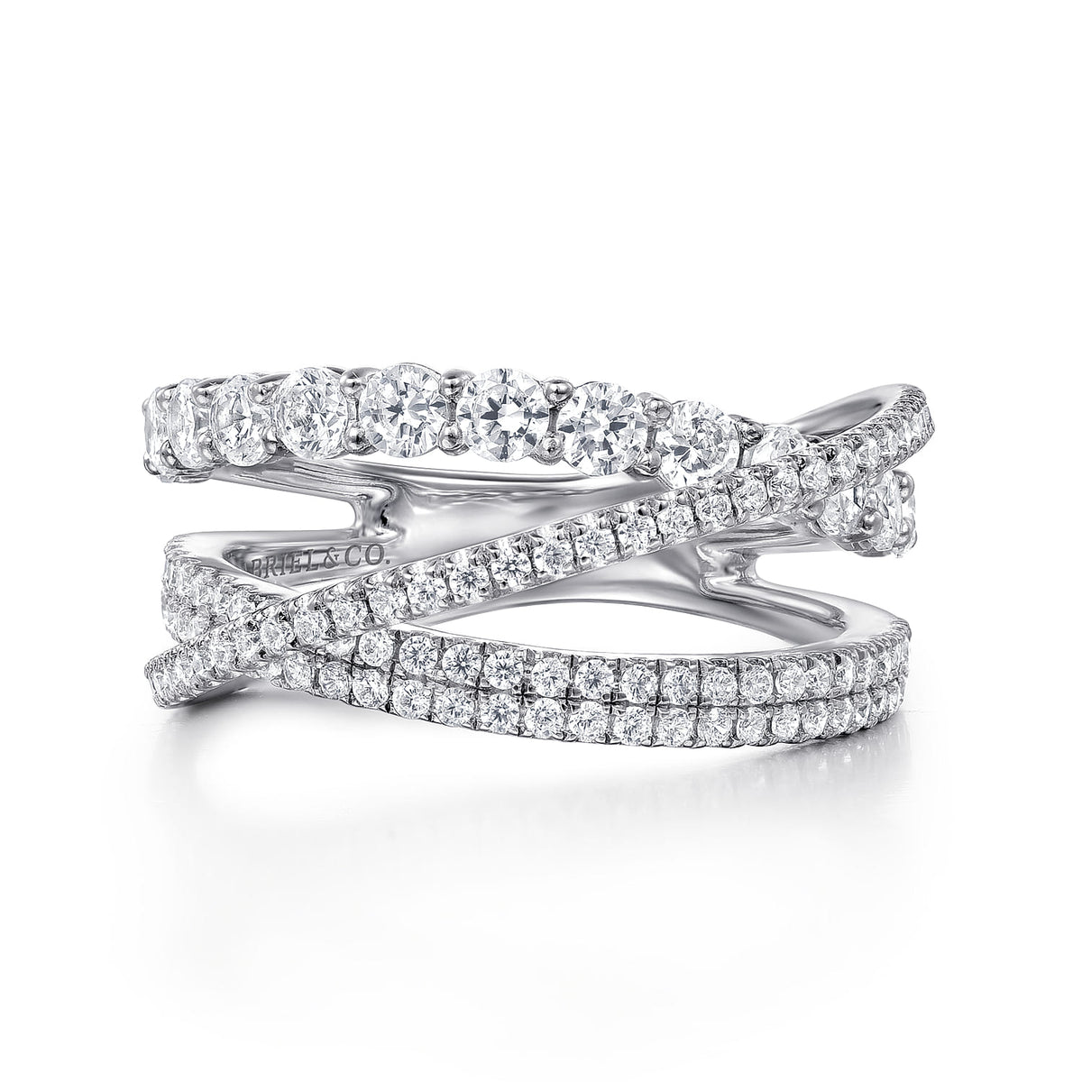14K White Gold Diamond Layered Criss Cross Ring — Gabriel & Co. LR51499W45JJ