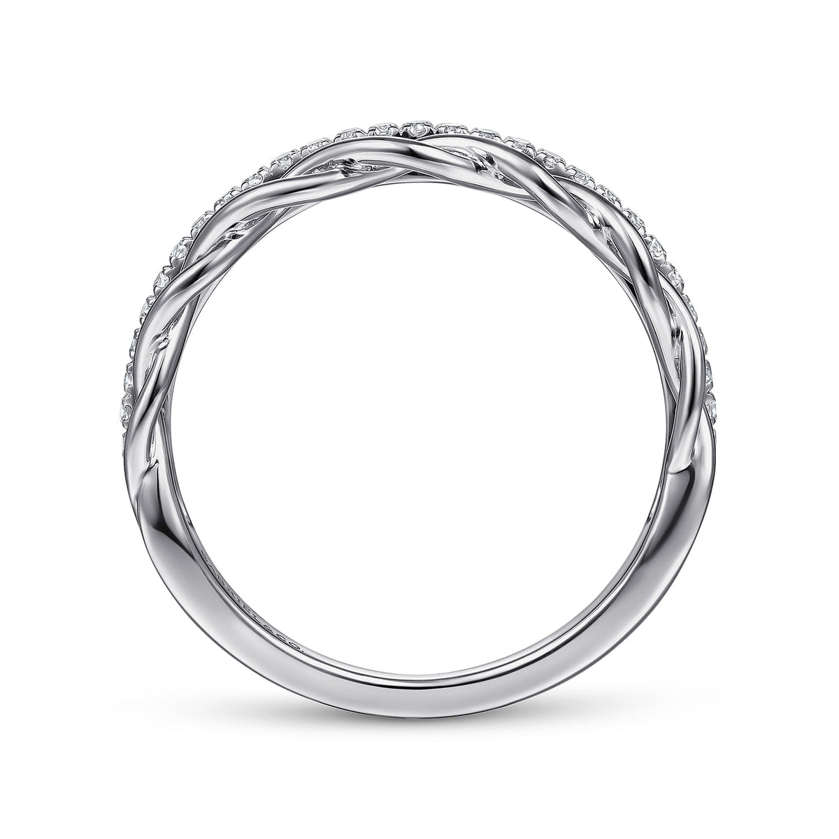 14K White Gold Braided Metal and Diamond Row Ring — Gabriel & Co. LR51529W45JJ