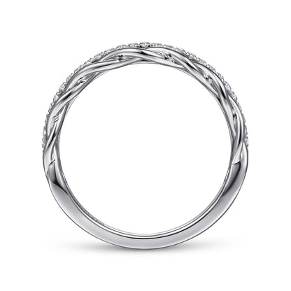 14K White Gold Braided Metal and Diamond Row Ring — Gabriel & Co. LR51529W45JJ