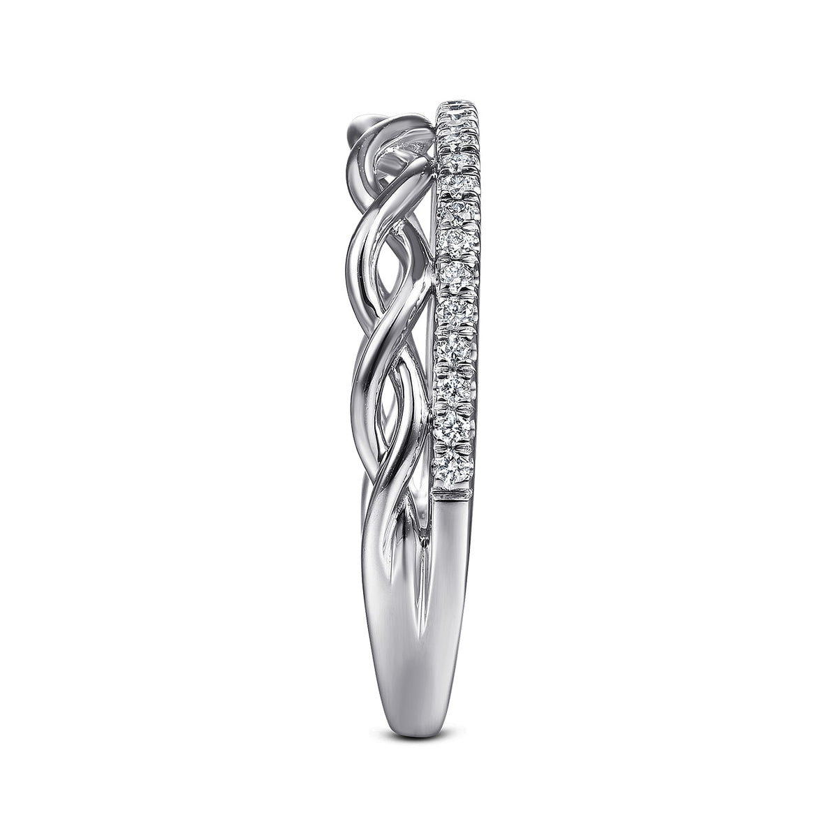 14K White Gold Braided Metal and Diamond Row Ring — Gabriel & Co. LR51529W45JJ