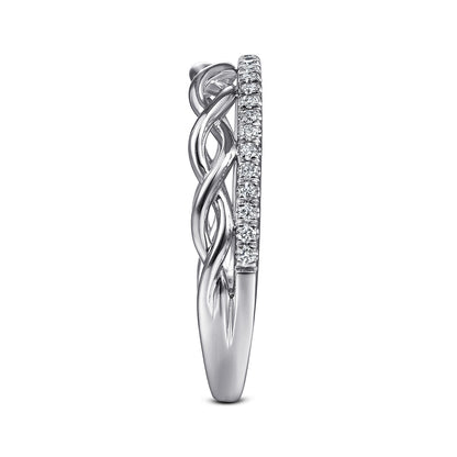 14K White Gold Braided Metal and Diamond Row Ring — Gabriel & Co. LR51529W45JJ
