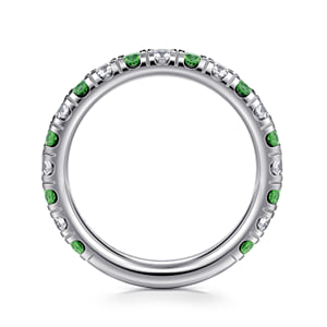 14K White Gold Emerald and Diamond Stackable Band — Gabriel & Co. LR51582W45EA