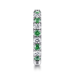 14K White Gold Emerald and Diamond Stackable Band — Gabriel & Co. LR51582W45EA