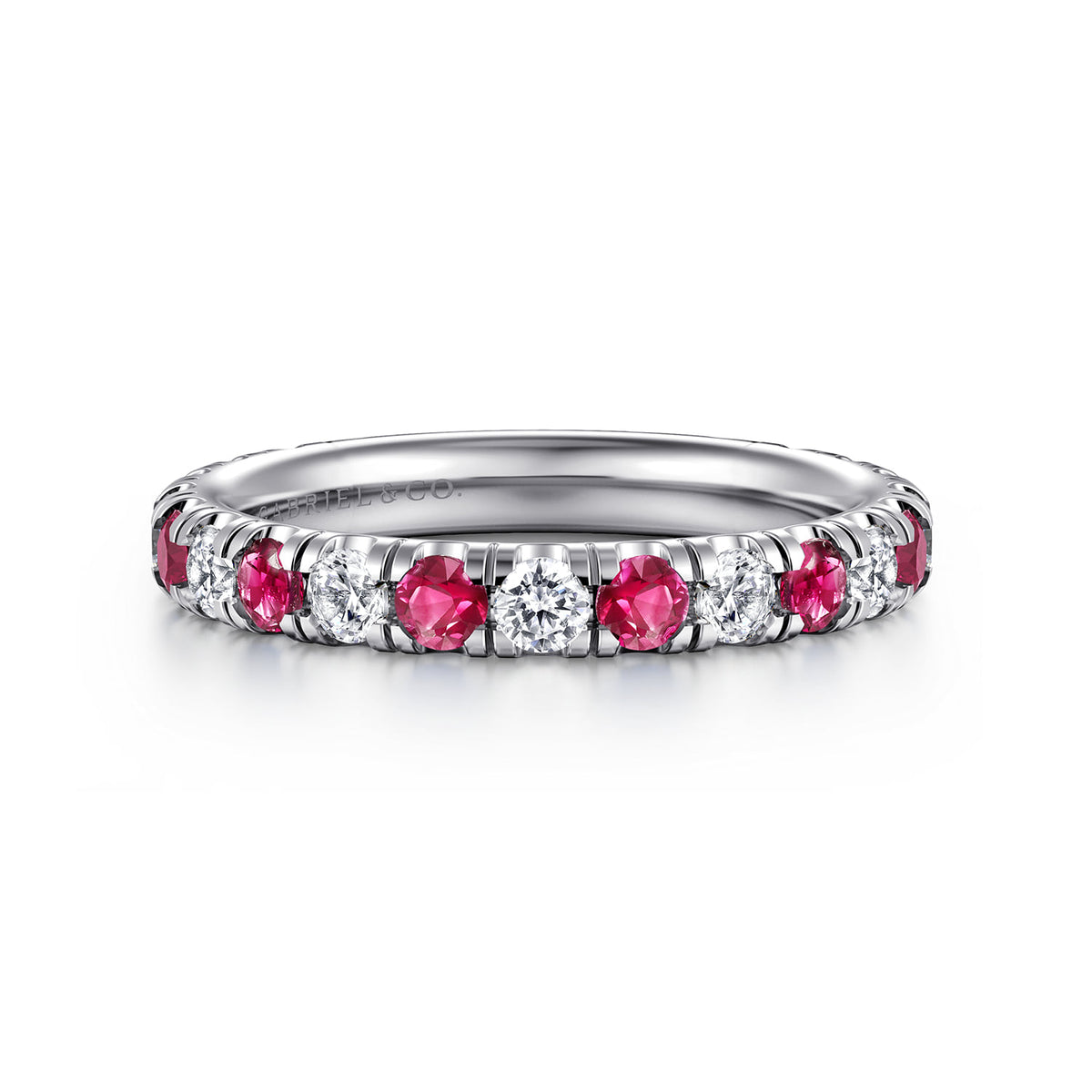 14K White Gold Ruby and Diamond Stackable Band — Gabriel & Co. LR51582W45RA