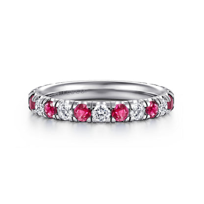 14K White Gold Ruby and Diamond Stackable Band — Gabriel & Co. LR51582W45RA
