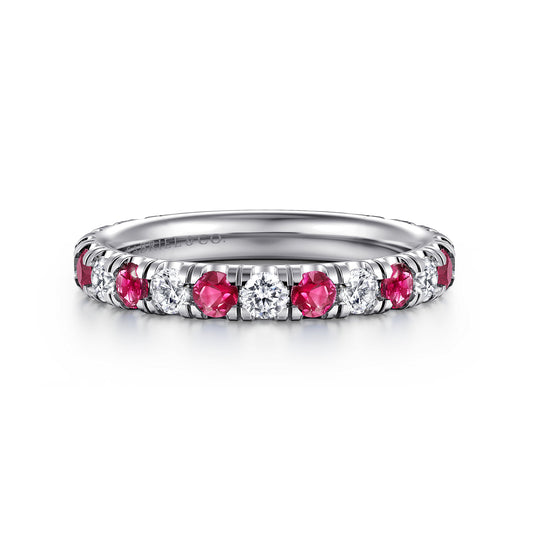 14K White Gold Ruby and Diamond Stackable Band — Gabriel & Co. LR51582W45RA