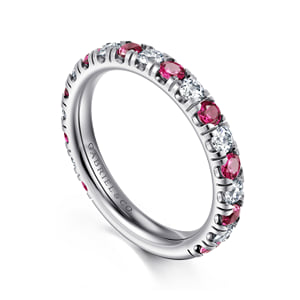 14K White Gold Ruby and Diamond Stackable Band — Gabriel & Co. LR51582W45RA