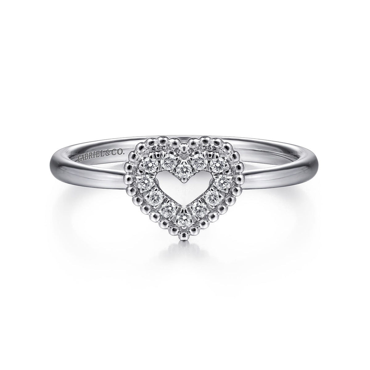 14K White Gold Diamond Pave Open Heart Promise Ring — Gabriel & Co. LR51600W45JJ