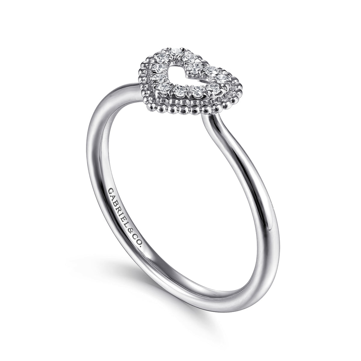 14K White Gold Diamond Pave Open Heart Promise Ring — Gabriel & Co. LR51600W45JJ