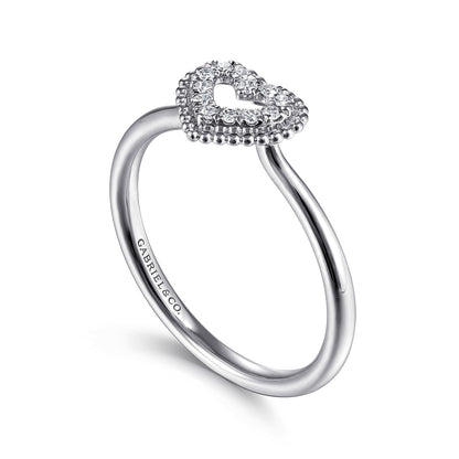 14K White Gold Diamond Pave Open Heart Promise Ring — Gabriel & Co. LR51600W45JJ