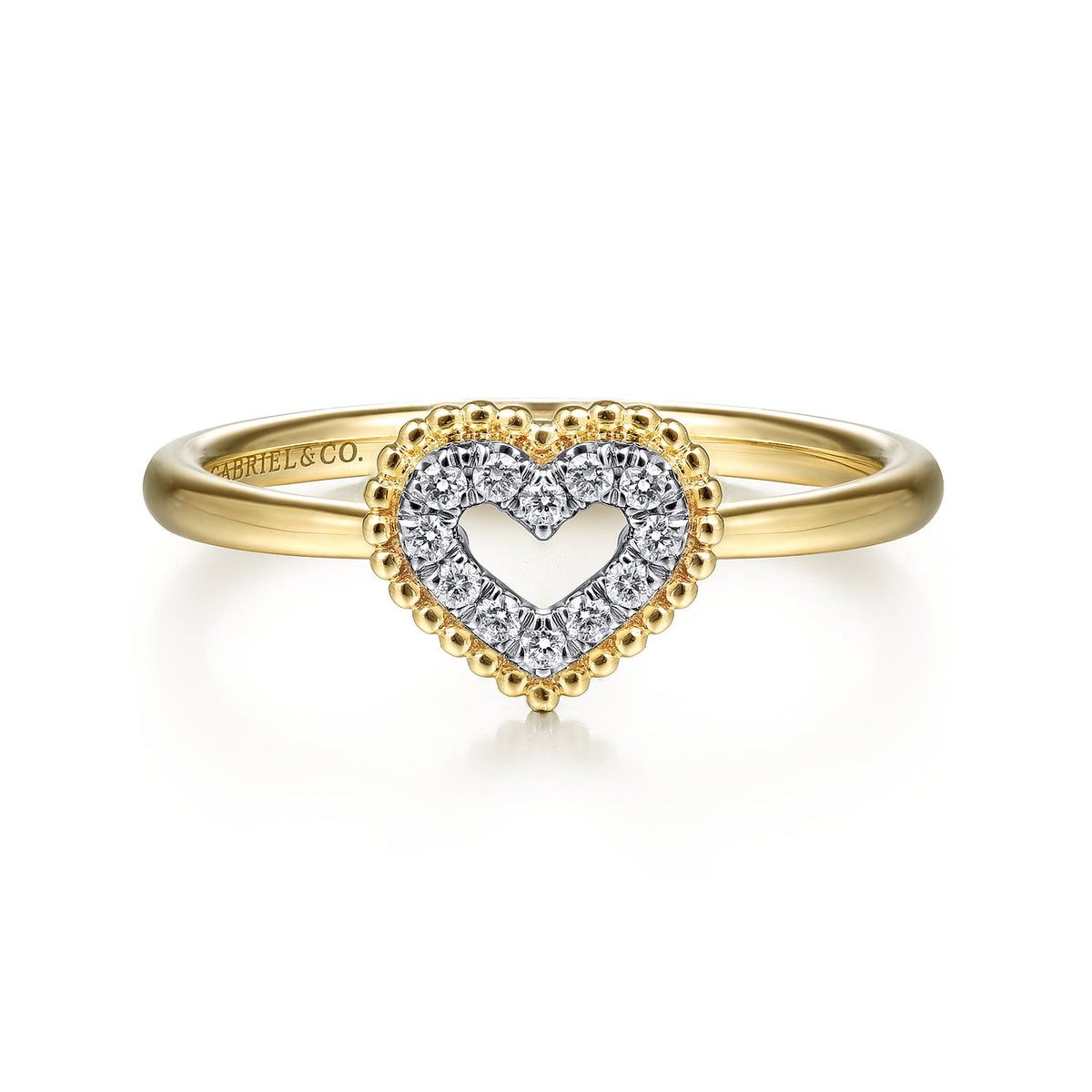 14K Yellow Gold Diamond Pavé Open Heart Promise Ring — Gabriel & Co. LR51600Y45JJ