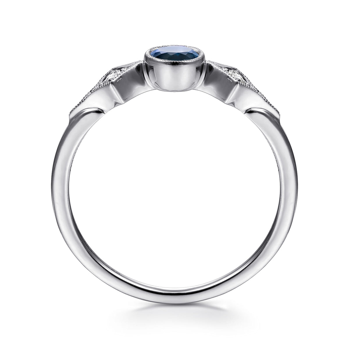 14K White Gold Diamond and Sapphire 3 Stone Promise Ring — Gabriel & Co. LR51605W45SA