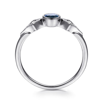14K White Gold Diamond and Sapphire 3 Stone Promise Ring — Gabriel & Co. LR51605W45SA