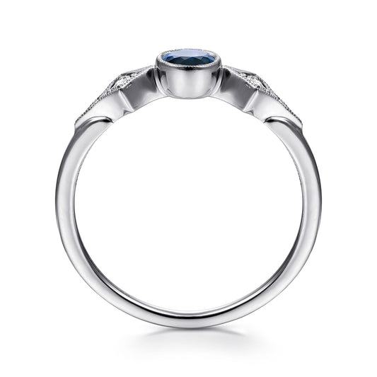 14K White Gold Diamond and Sapphire 3 Stone Promise Ring — Gabriel & Co. LR51605W45SA
