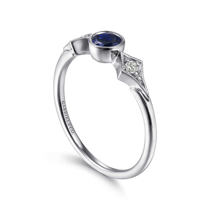 14K White Gold Diamond and Sapphire 3 Stone Promise Ring — Gabriel & Co. LR51605W45SA