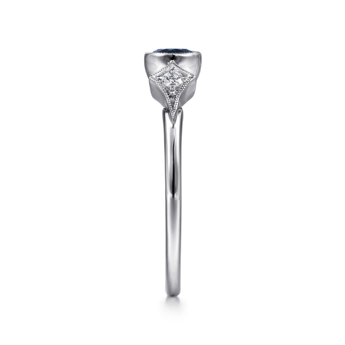 14K White Gold Diamond and Sapphire 3 Stone Promise Ring — Gabriel & Co. LR51605W45SA