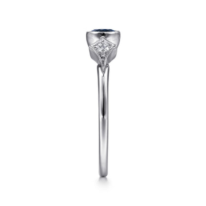 14K White Gold Diamond and Sapphire 3 Stone Promise Ring — Gabriel & Co. LR51605W45SA