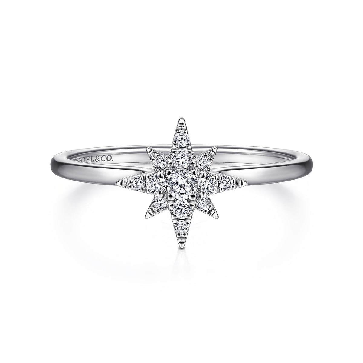 14K White Gold Diamond Starburst Ring — Gabriel & Co. LR51609W45JJ