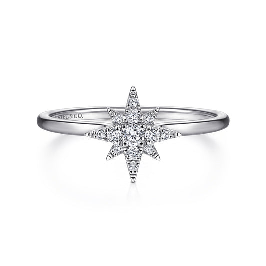 14K White Gold Diamond Starburst Ring — Gabriel & Co. LR51609W45JJ