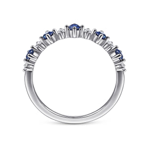 14K White Gold Alternating Round Diamond and Sapphire Ring — Gabriel & Co. LR51614W45SA