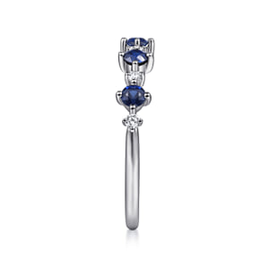 14K White Gold Alternating Round Diamond and Sapphire Ring — Gabriel & Co. LR51614W45SA