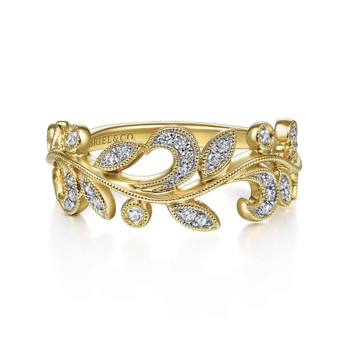 14K Yellow Gold Diamond Floral Ring — Gabriel & Co. LR51641Y45JJ