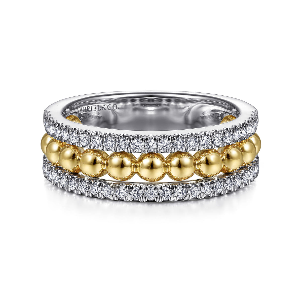14K White & Yellow Gold Diamond Wide Band Ring-Bujukan — Gabriel & Co. LR51778M45JJ