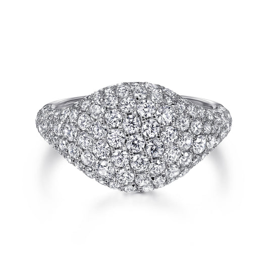 14K White Gold Diamond Pavé Signet Ring — Gabriel & Co. LR51795W45JJ