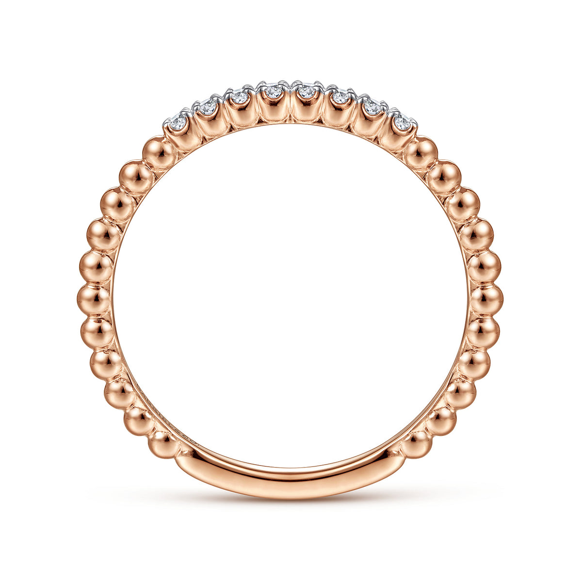 14K Rose Gold Bujukan Bead and Diamond Stackable Ring — Gabriel & Co. LR51823K45JJ