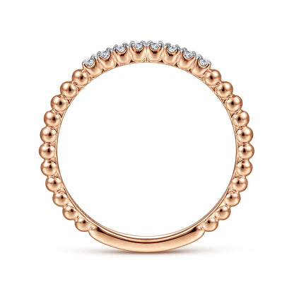 14K Rose Gold Bujukan Bead and Diamond Stackable Ring — Gabriel & Co. LR51823K45JJ