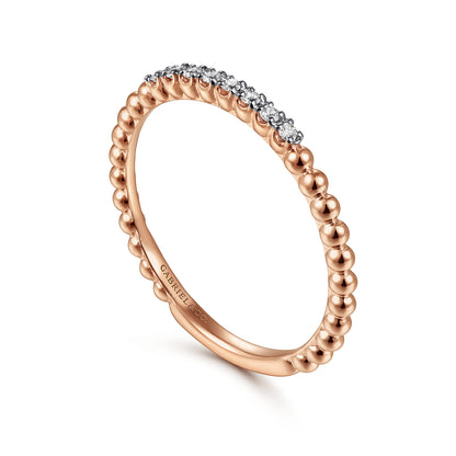 14K Rose Gold Bujukan Bead and Diamond Stackable Ring — Gabriel & Co. LR51823K45JJ